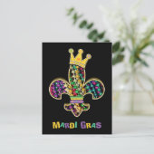 Mardi Gras Fleur Celebrate Briefkaart (Staand voorkant)
