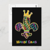 Mardi Gras Fleur Celebrate Briefkaart (Voorkant / Achterkant)
