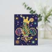 Mardi Gras Fleur Celebrate Briefkaart (Staand voorkant)