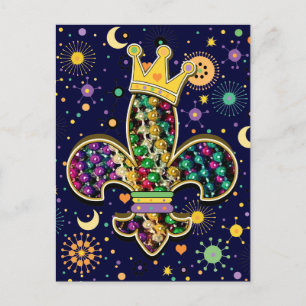 Mardi Gras Fleur Celebrate Briefkaart