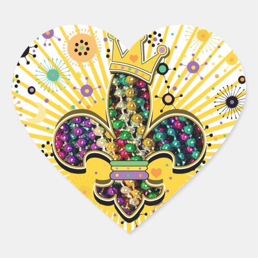 Mardi Gras Fleur Celebrate geschenken Hart Sticker (Voorkant)