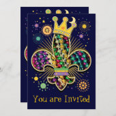 Mardi Gras Fleur Celebrate Kaart (Voorkant / Achterkant)