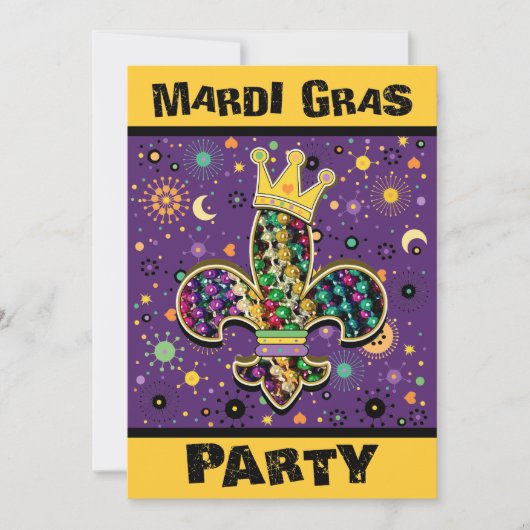 Mardi Gras Fleur Celebrate Kaart (Voorkant)