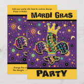 Mardi Gras Fleur Celebrate Kaart (Voorkant / Achterkant)