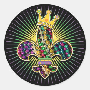 Mardi Gras Fleur Celebrate Ronde Sticker