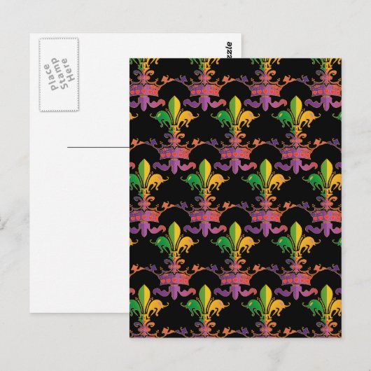 Mardi Gras Fleur de Crown Briefkaart (Voorkant / Achterkant)