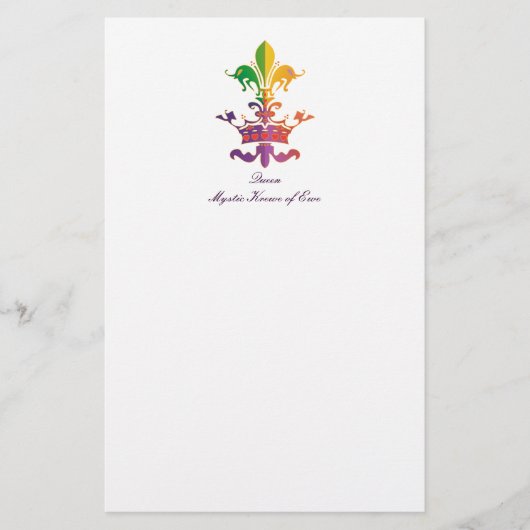 Mardi Gras Fleur de Crown Briefpapier (Voorkant)