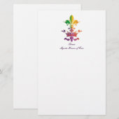 Mardi Gras Fleur de Crown Briefpapier (Voorkant / Achterkant)