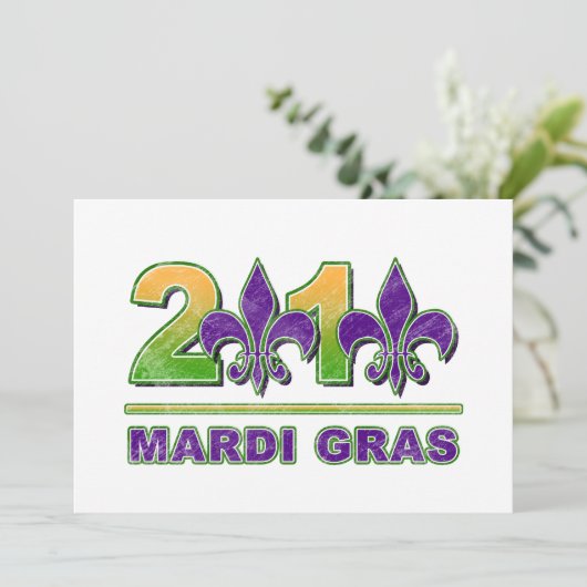 Mardi Gras Fleur-de-Lis 2010 Uitnodiging (Staand voorkant)
