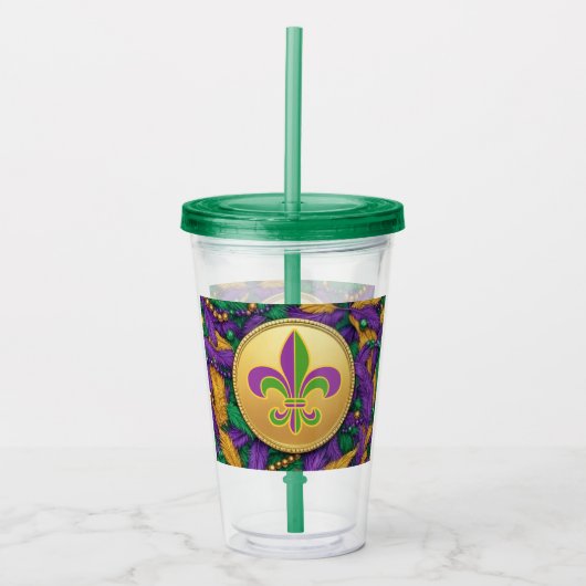 Mardi Gras Fleur de lis Acryl Drinkbeker (Voorkant)