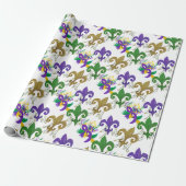 Mardi Gras fleur de lis and masks Cadeaupapier (Uitgerold)