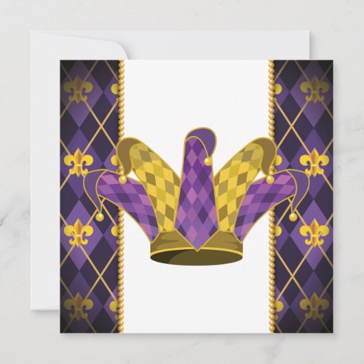 Mardi Gras fleur-de-lis Argyle Pet Kaart (Achterkant)