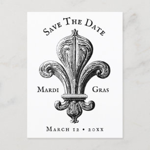 Mardi Gras Fleur de Lis Black and White Briefkaart