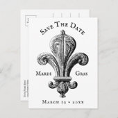 Mardi Gras Fleur de Lis Black and White Briefkaart (Voorkant / Achterkant)