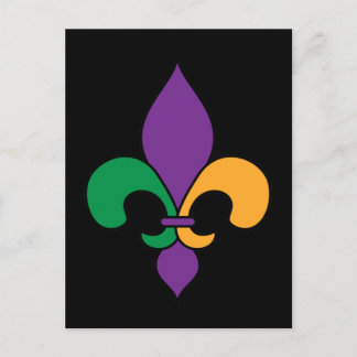 Mardi Gras Fleur de Lis Black Briefkaart