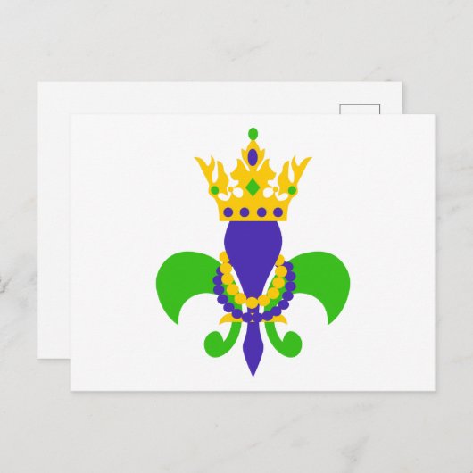 Mardi Gras Fleur de Lis Briefkaart (Voorkant / Achterkant)