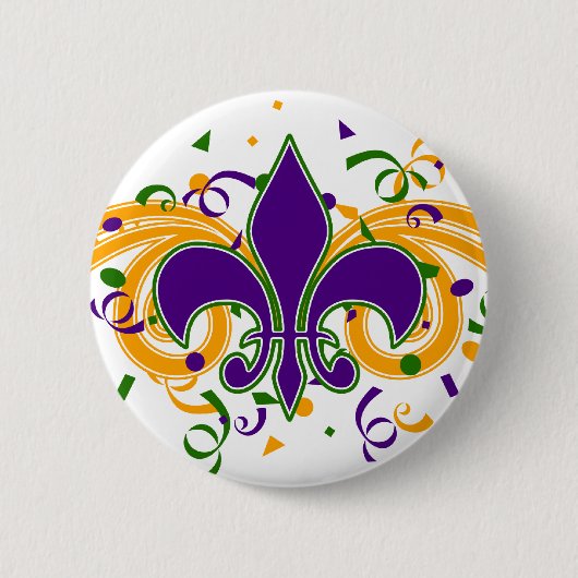 Mardi Gras Fleur-de-Lis Button (Voorkant)