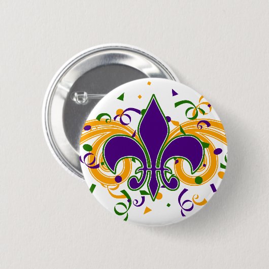 Mardi Gras Fleur-de-Lis Button (Voorkant /achterkant)
