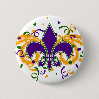 Mardi Gras Fleur-de-Lis Button