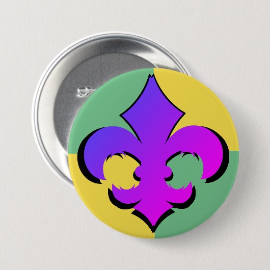 Mardi Gras | Fleur De Lis-Buttonnen Ronde Button 7,6 Cm (Voorkant /achterkant)