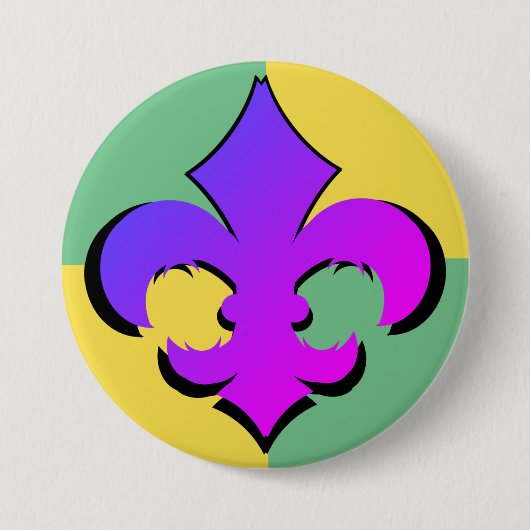 Mardi Gras | Fleur De Lis-Buttonnen Ronde Button 7,6 Cm (Voorkant)