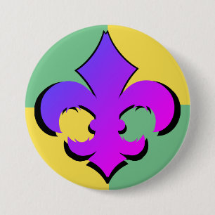 Mardi Gras/Fleur De Lis-Buttonnen Ronde Button 7,6 Cm