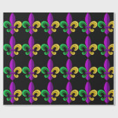 Mardi Gras Fleur de Lis Carnaval Paarse Groene Gif Cadeaupapier (Vlak)