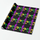 Mardi Gras Fleur de Lis Carnaval Paarse Groene Gif Cadeaupapier (Uitgerold)