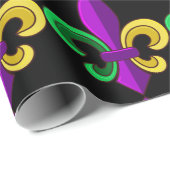 Mardi Gras Fleur de Lis Carnaval Paarse Groene Gif Cadeaupapier (Rol Hoek)