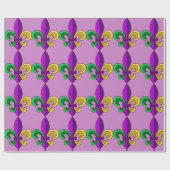 Mardi Gras Fleur de Lis Carnaval Paarse Groene Gif Cadeaupapier (Vlak)
