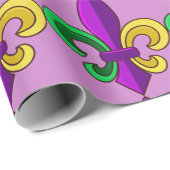 Mardi Gras Fleur de Lis Carnaval Paarse Groene Gif Cadeaupapier (Rol Hoek)