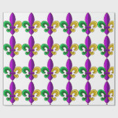 Mardi Gras Fleur de Lis Carnaval Paarse Groene Gif Cadeaupapier (Vlak)