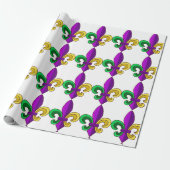 Mardi Gras Fleur de Lis Carnaval Paarse Groene Gif Cadeaupapier (Uitgerold)