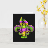 Mardi Gras Fleur De Lis Crawfish Leopard Costume Kaart (Gele Bloem)