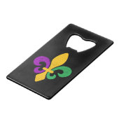 Mardi Gras Fleur De Lis Creditkaart Flessenopener (Voorkant Gekanteld)