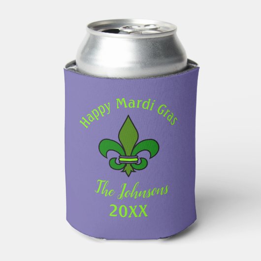 Mardi Gras Fleur de Lis Custom Koelbox Favor Blikjeskoeler (Blikje Voorkant)