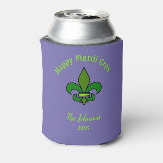 Mardi Gras Fleur de Lis Custom Koelbox Favor Blikjeskoeler (Blikje Achterkant)