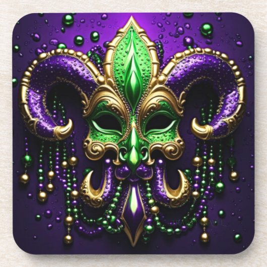 Mardi Gras Fleur De Lis Design Bier Onderzetter (Voorkant)