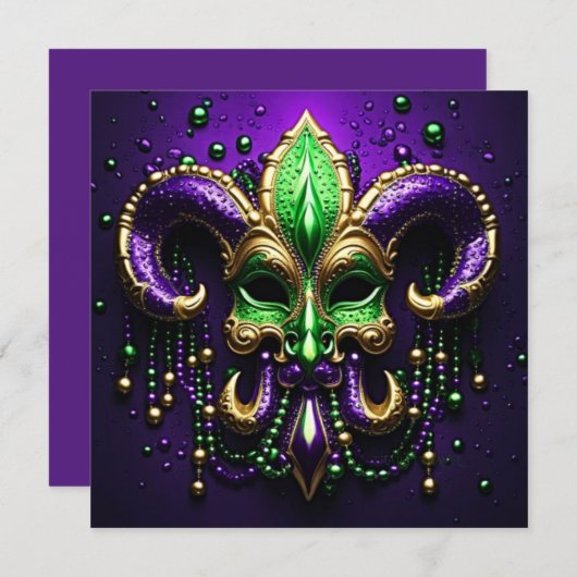 Mardi Gras Fleur De Lis Design Kaart (Voorkant / Achterkant)