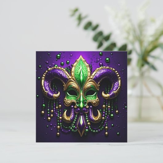 Mardi Gras Fleur De Lis Design Kaart (Staand voorkant)
