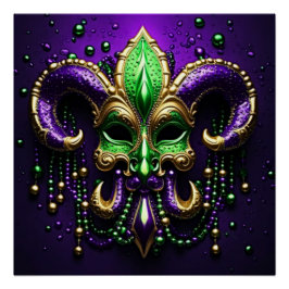 Mardi Gras Fleur De Lis Design Perfect Poster