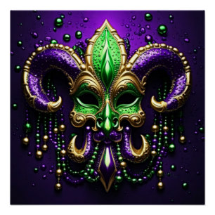 Mardi Gras Fleur De Lis Design Perfect Poster