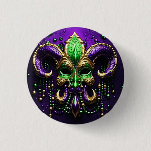 Mardi Gras Fleur De Lis Design Ronde Button 3,2 Cm