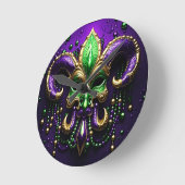 Mardi Gras Fleur De Lis Design Ronde Klok (Hoek)