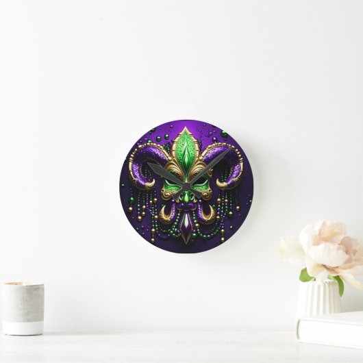 Mardi Gras Fleur De Lis Design Ronde Klok (Huis)
