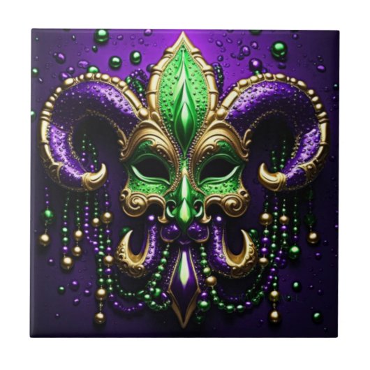 Mardi Gras Fleur De Lis Design Tegeltje (Voorkant)