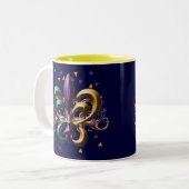 Mardi Gras Fleur de Lis Design Tweekleurige Koffiemok (Voorkant links)