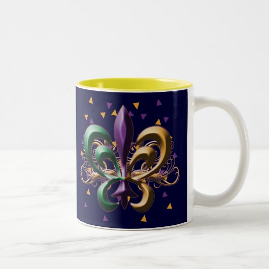 Mardi Gras Fleur de Lis Design Tweekleurige Koffiemok (Rechts)