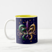 Mardi Gras Fleur de Lis Design Tweekleurige Koffiemok (Links)