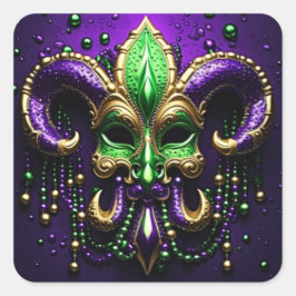 Mardi Gras Fleur De Lis Design Vierkante Sticker